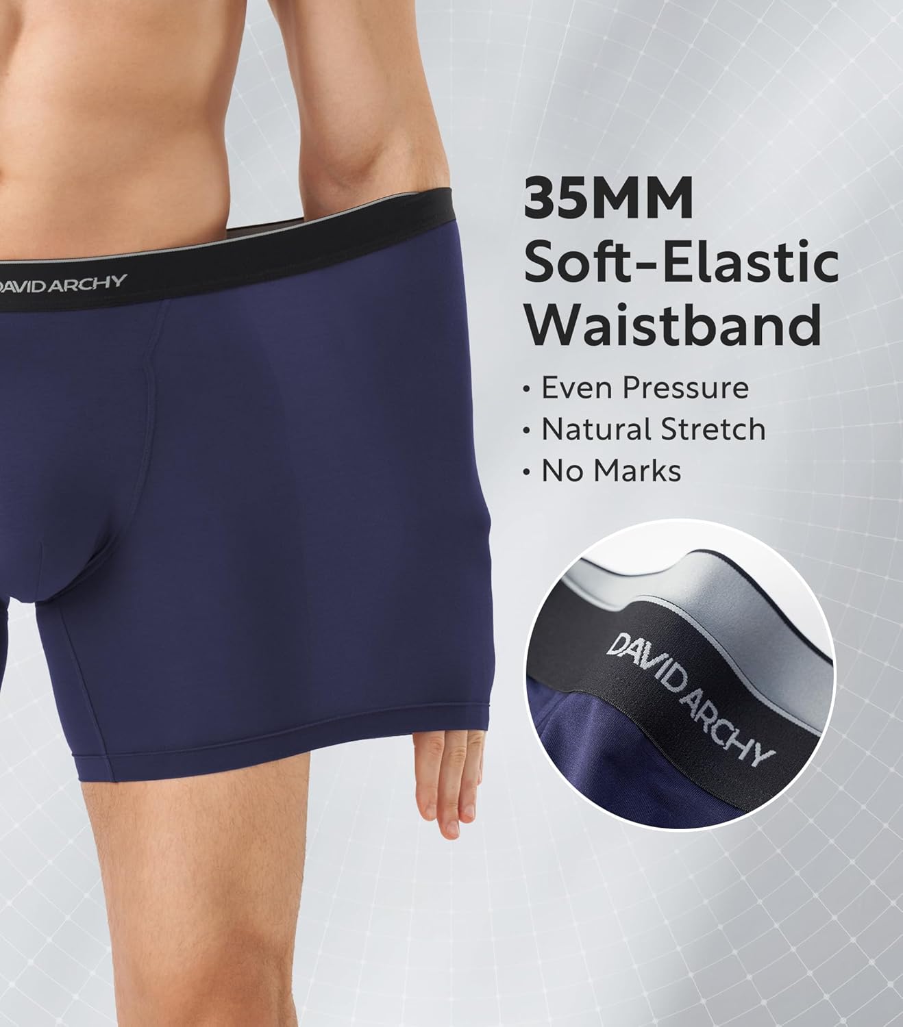 DAVID ARCHY Mens Underwear Breathable Second Skin Soft Modal Boxer Briefs for Men Pack, Wide Waistband No Ride Up - Image 3