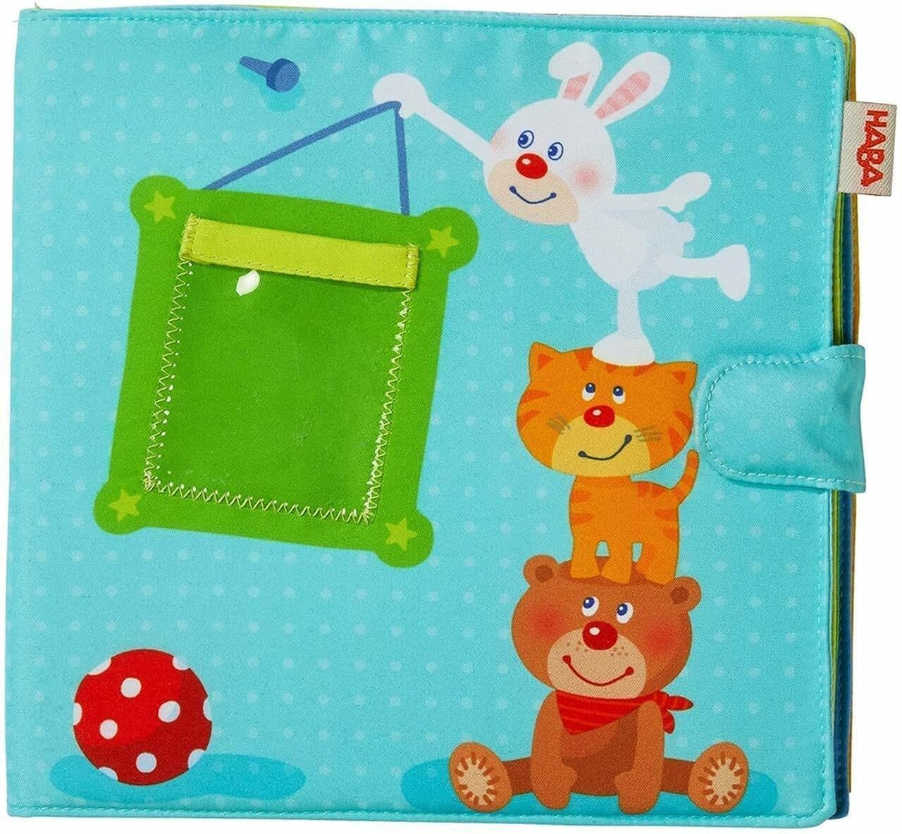 HABA Baby-Fotoalbum: Spielgefährten – Weiches Stoffalbum, 10 Seiten, 8 Einstecktaschen, Fotos 10 x 15 cm, ab 12 Monaten
