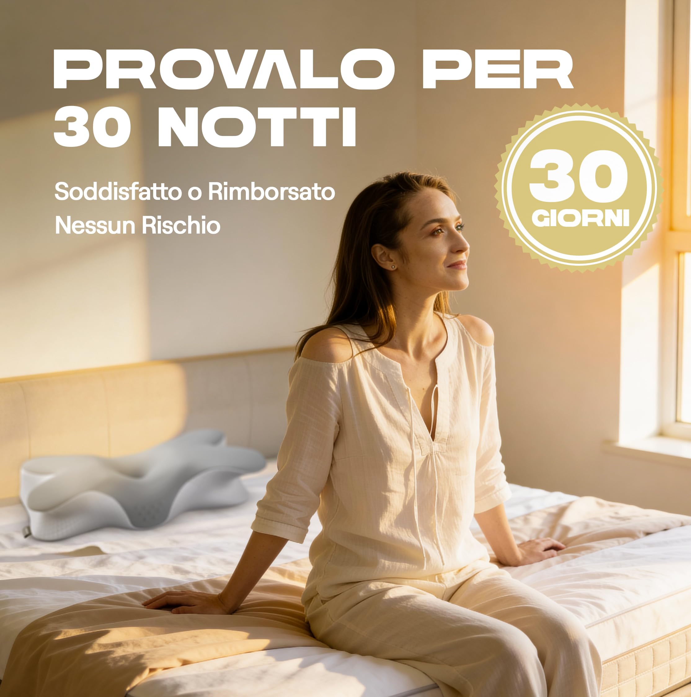 Linea Vertebra™ Cuscino Cervicale per Dormire - Cuscino Ergonomico con 2 Livelli di Altezza in Memory Foam - Cuscino Antirussamento con Federa Sfoderabile e Lavabile