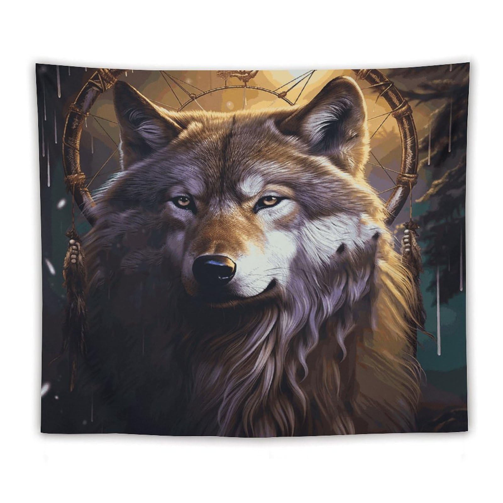 LDGSUPH Wolves And Dream Catchers Tapestry Wall Hanging Decor Anti-fading Aesthetic Wall Tapestries Fashion Wall Blanket Decor Modern Wall Art Tapestry for Bedroom Home Decor 50"x60"