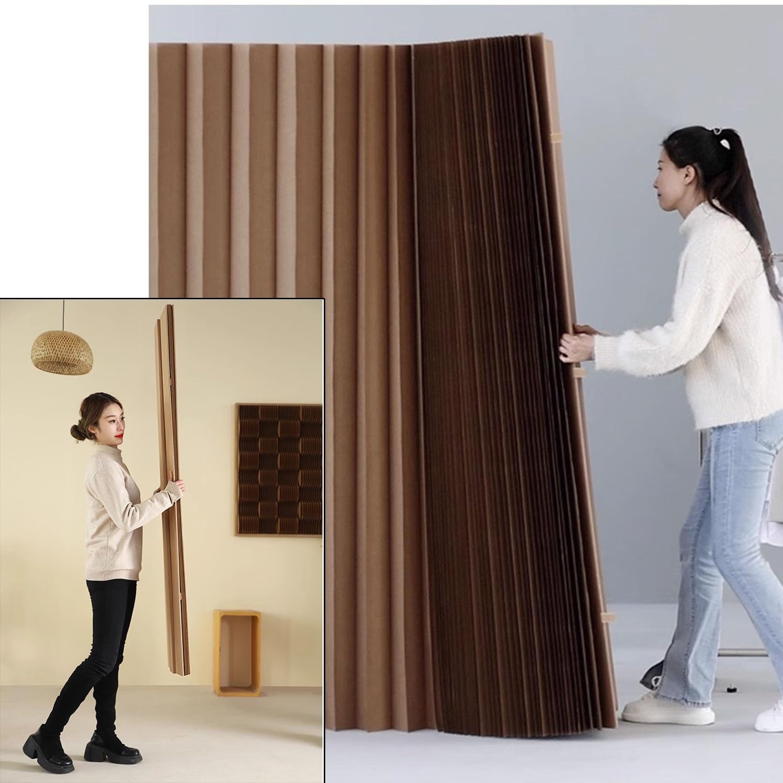 Biombo Divisor de Habitación Separador de Papel Plegable, Pared para Sala de Estar, Oficina, salón de Belleza, Tienda de Ropa(2-3MX2.6M)