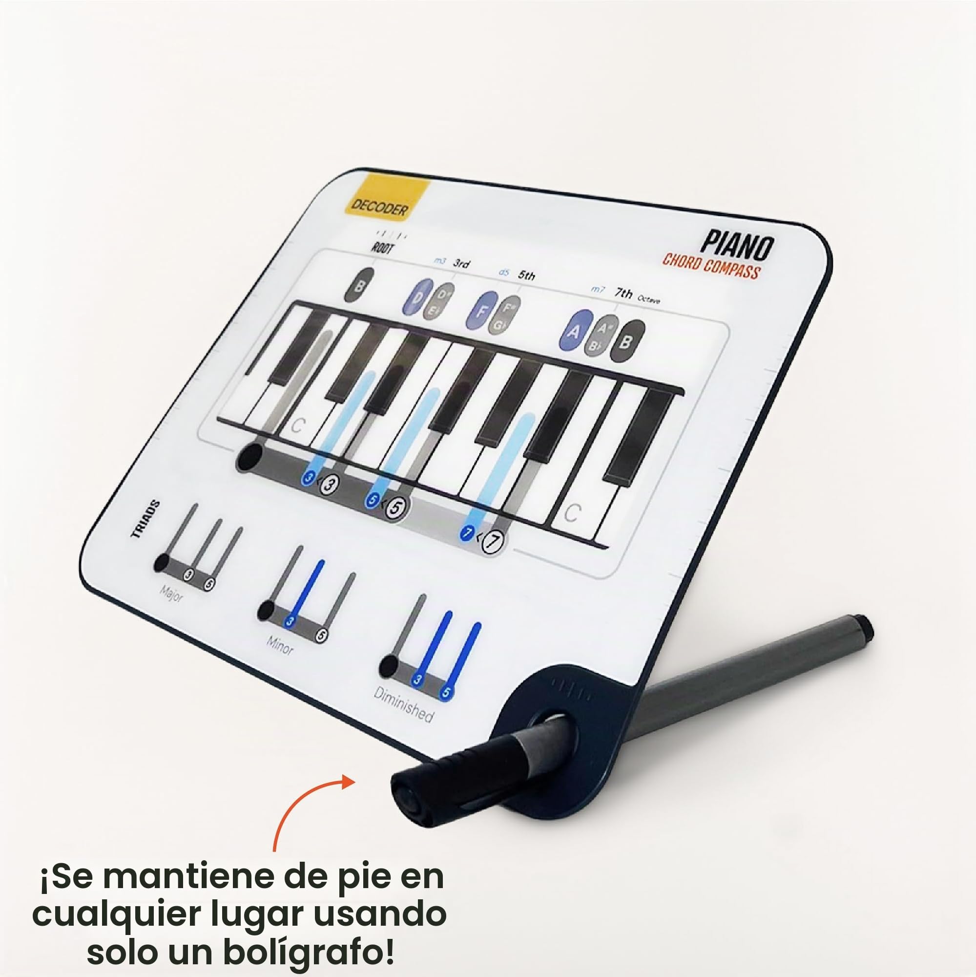 Brújula de Acordes de Piano - Aprender Acordes de Teclado - Herramienta Definitiva para Acordes Principiantes - Herramienta de Acordes para Producción Musical, Aprendizaje de Acordes, Expande la