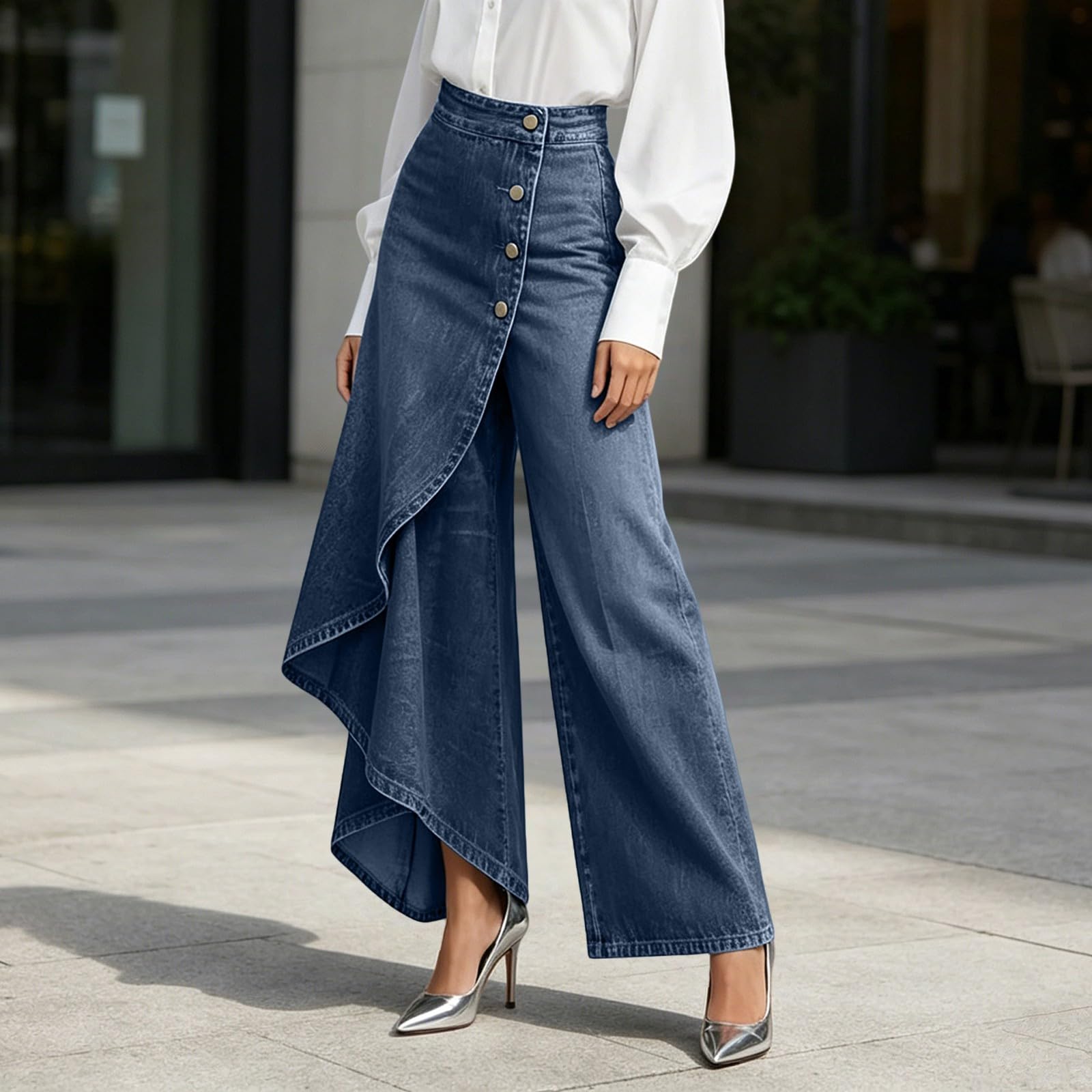 Jeans Donna Vita Alta Curvy Jeans Elasticizzati Leggeri Gamba Larga Pantaloni Denim Baggy Curvy Casual Wide Leg Pantaloni Vita Alta Larghi Tempo Libero con Tasche Pantalone Moda Y2k Push Up
