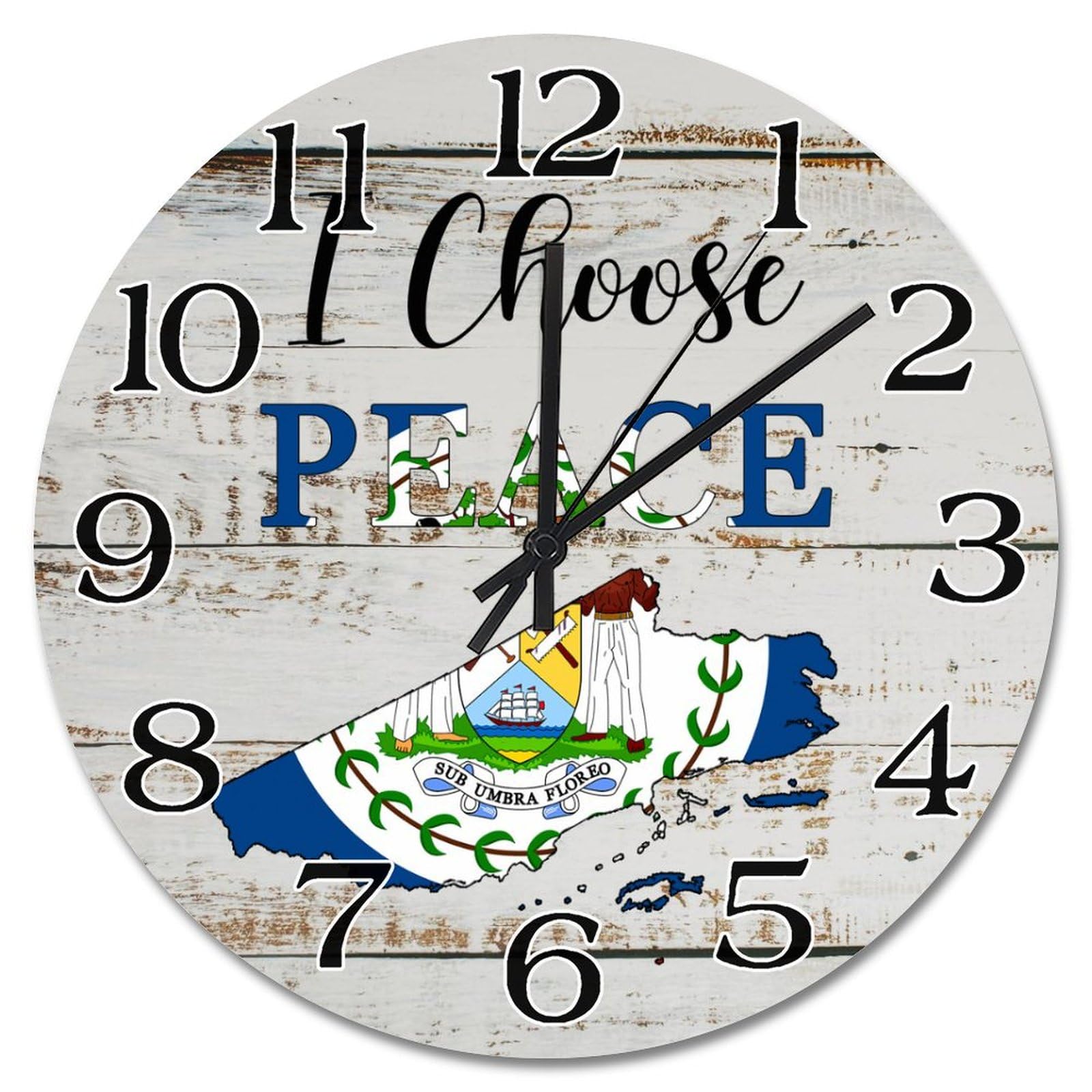 Horloge silencieuse Belize vintage pour chambre d'amis et amateurs de voyage