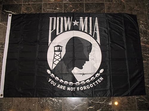 Premium 4x6 Sewn POW MIA Prisoner Double Sided 2ply Nylon Flag 4'x6' Clips