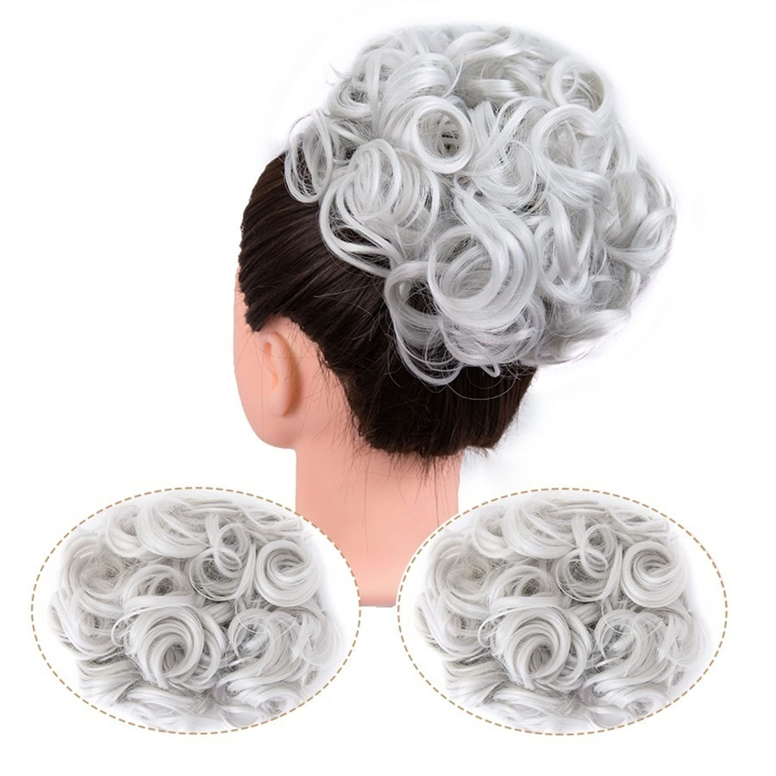 SISWIM Moños Postizos de Pelo Moño sintético desordenado for Mujer Moño Postizo Rizado (Color : MG#)