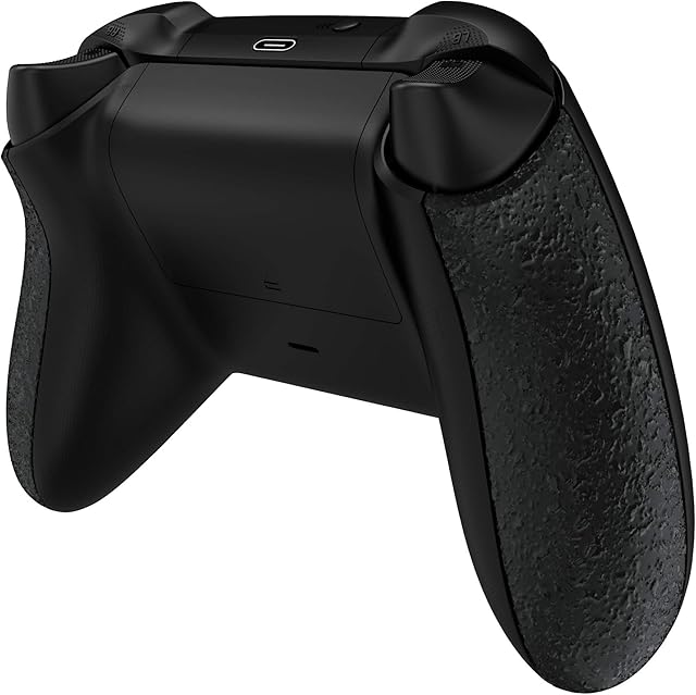 eXtremeRate Teksturowana Czarny Back Panels, Wygodne Antypoślizgowe Uchwyty Szyn Bocznych, Uchwyty do Rozpryskiwania 3D, Gra Poprawa Wymiana Części dla Xbox Series X/S Controller Controller Nie Jest Wliczony W Cenę