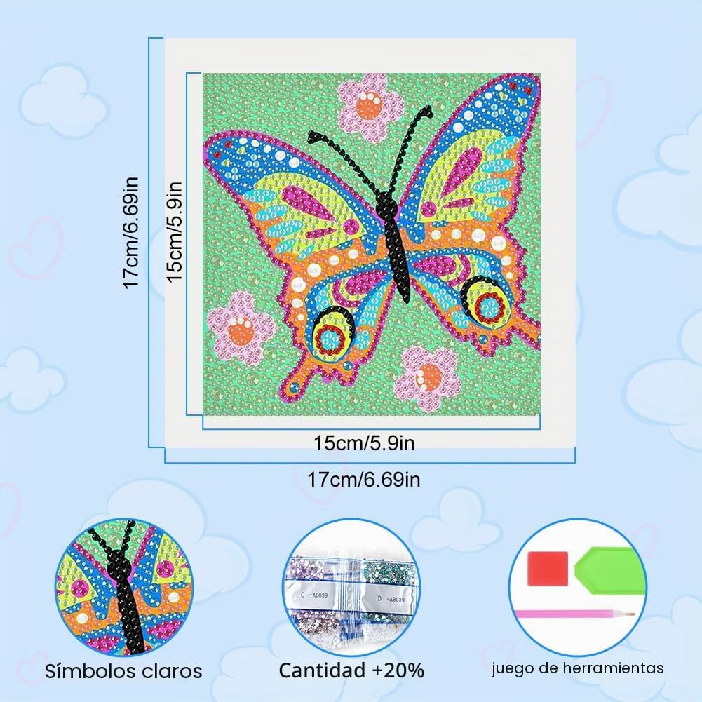 YMIFEEY Set De Pintura De Diamantes Con 15 Láminas De Mariposas Y Hadas – Kit Completo Con Piedras Brillantes, Varas, Ventosas Y Pegamento – Manualidad Creativa Para Niños Y Adultos