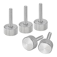 Vista 14 de uxcell M3x6mm Tornillos de pulgar moleteados, 5 piezas de acero inoxidable 304, cabeza plana moleteada, tornillos de pulgar roscados completamente