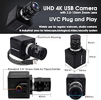 Svpro 4K Webkamera Számítógéphez - 8MP Sony Szenzor, 5X Optikai Zoom, Manuális Fókusz, Széles Látószög, USB Csatlakozás Zoom/Skype/YouTube K 5