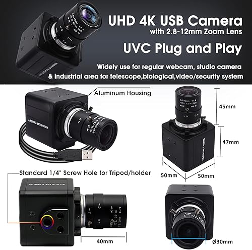 Miniatura 5 de SVPRO Cámara web 4K Ultra HD - Zoom óptico 5X, cámara USB UHD de 3840 x 2160 30 fps con sensor Sony IMX317 para MacWindowLinux
