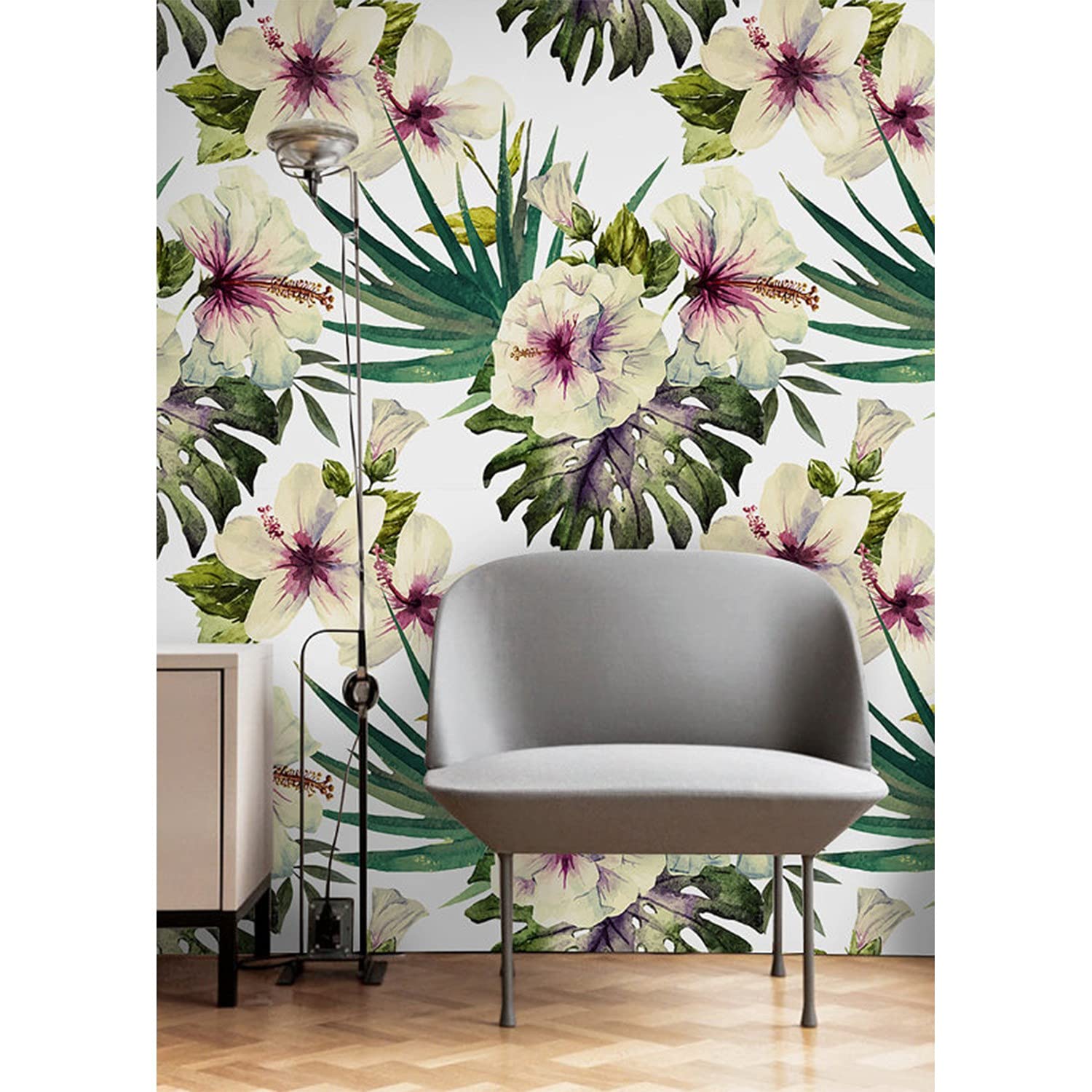 Papier peint hibiscus tropical 152x104cm crée un salon ambiance jungle