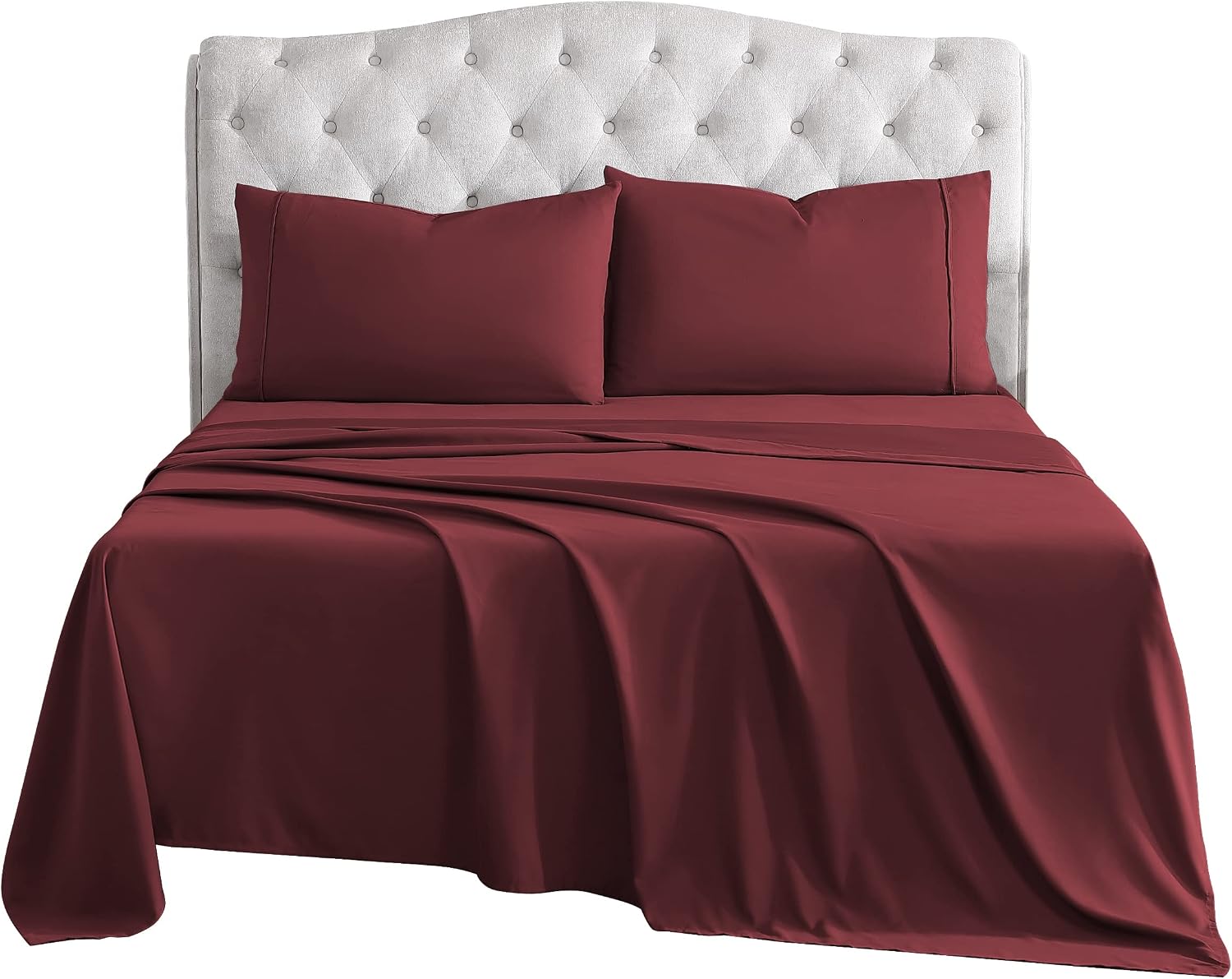 AEROSOFT Full Size Sheets Set Burgundy - Soft 1800 Bedding Microfiber Deep Pocket Sheets Full Size Bed, 4 Pieces Full Bed Sheets
