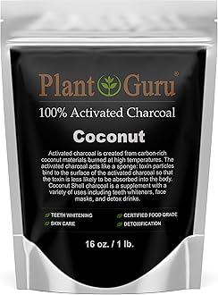 Plant Guru Activated Charcoal Powder 1 lb. COCONUT - Food Grade Kosher Non-GMO - Teeth Whitening, Facial Mask and Soap Making. Promotes Natural Detoxification and Helps Digestion