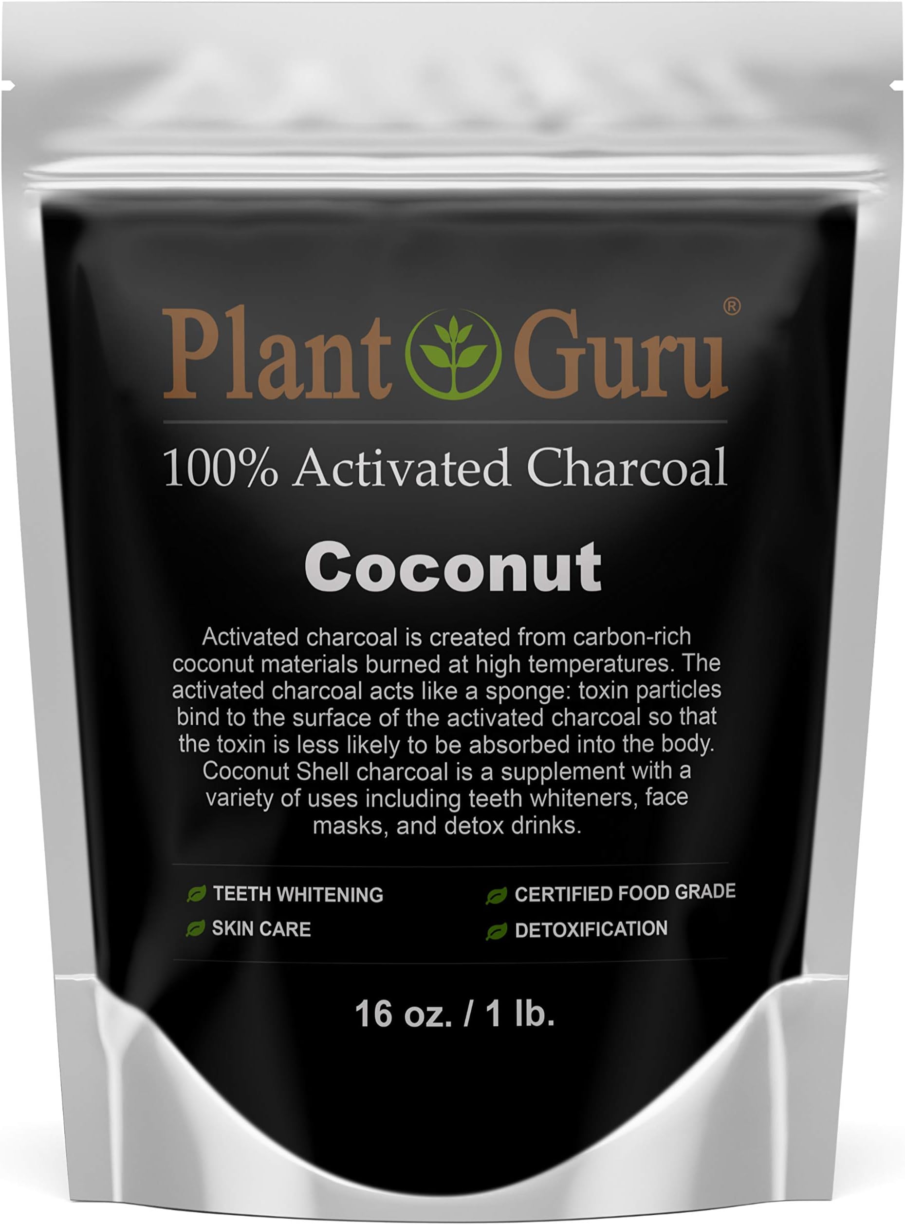 Activated Charcoal Powder 1 lb. Coconut - Food Grade Kosher Non-GMO - Teeth Whitening, Facial Mask and Soap Making. Promotes Natural Detoxification and Helps Digestion