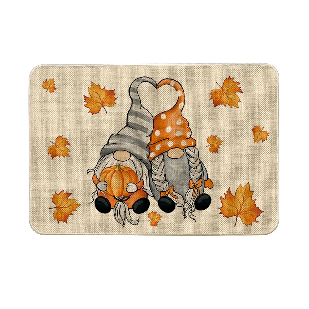Artoid Mode Piante di foglie di acero e zucche Gnomo Autunno, decorazione stagionale da cucina, tappeto da terra per decorazione interna ed esterna, 40 x 60 cm
