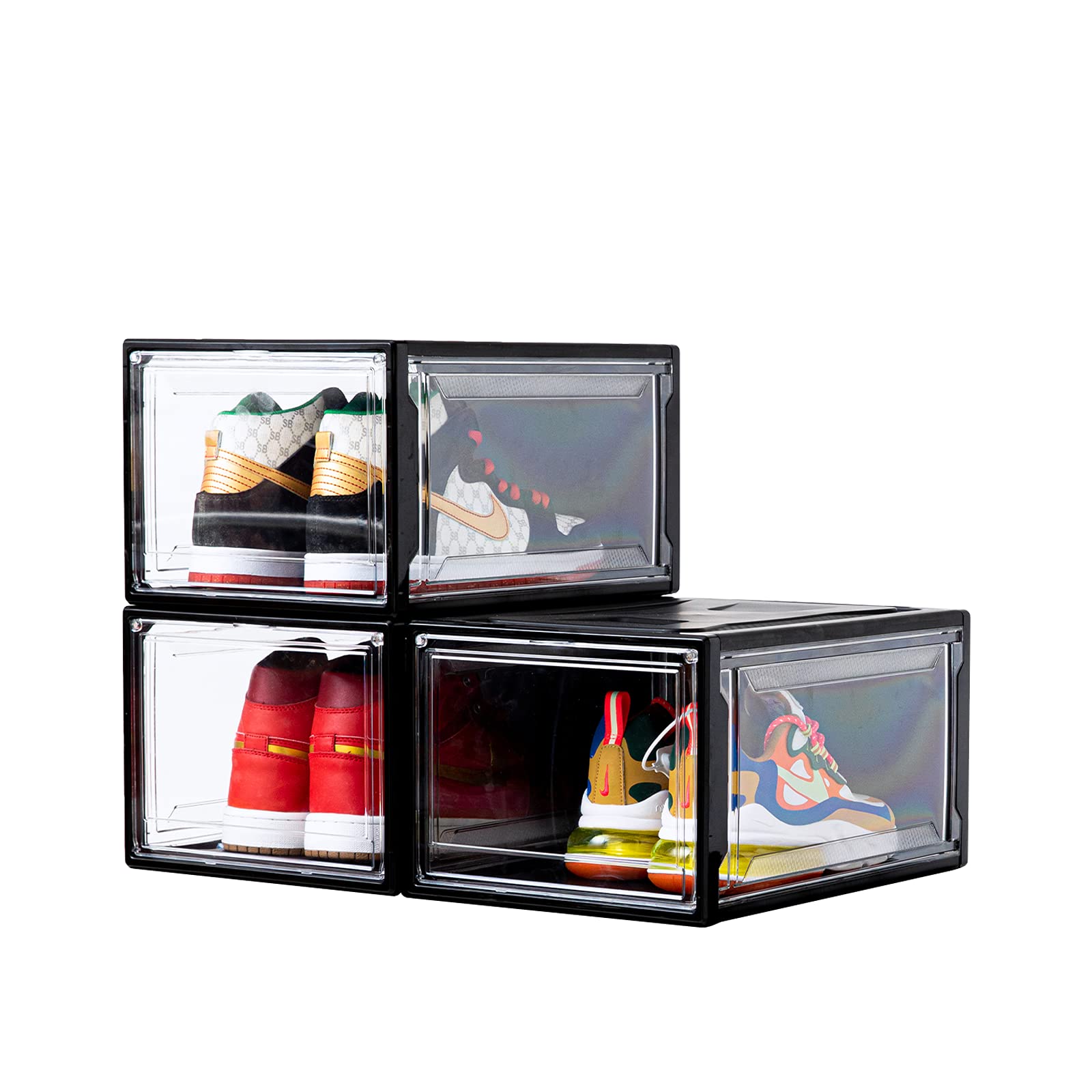Buy Shoe Storage Box, 3 Pack Clear Shoe Storage Boxes Stackable with