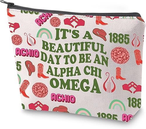ZJXHPO Una bolsa de cosméticos Chi O It's A Beautiful Day To Be An A Chi O Makeup Bag con cremallera AXO Survival Kit Regalo de hermandad, A Chi O