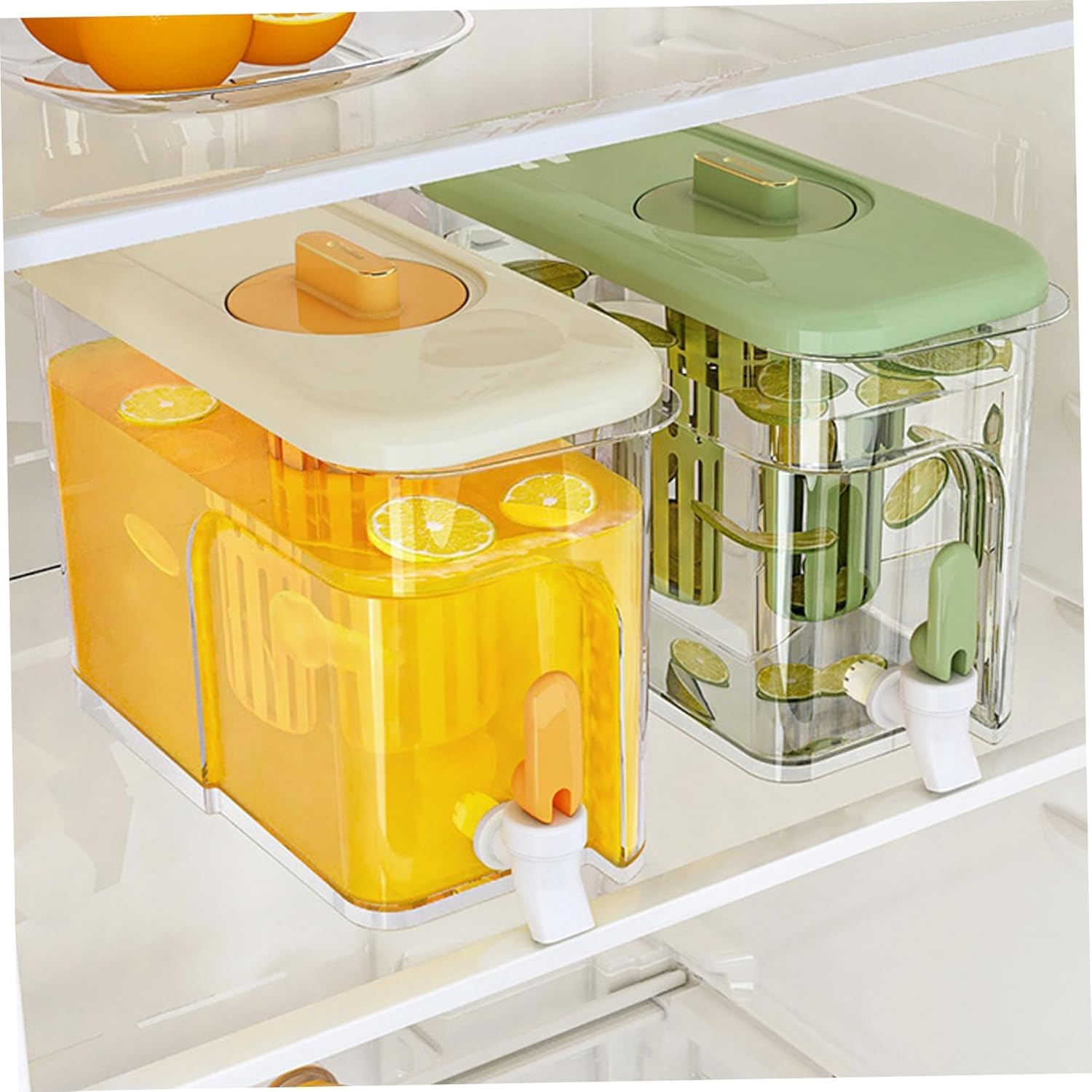 Dozownik napojów do lodówki, 4 l, bez BPA, z kranem i dwoma filtrami, pojemnik na napoje na płyny na imprezę, dzbanek na zimną wodę, stojak na lemoniadę, dzbanek na sok, morski