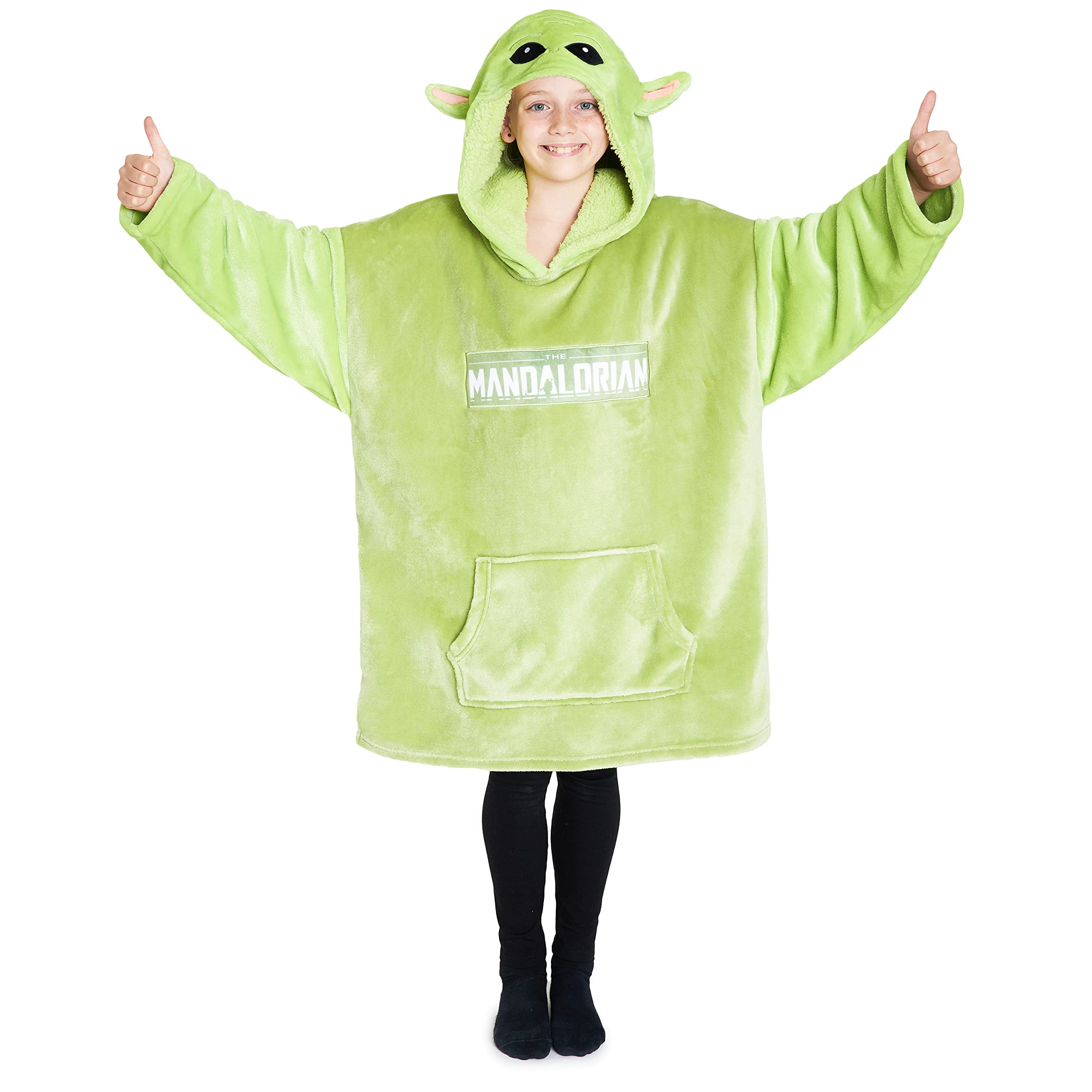 Get Trend Disney The Mandalorian Hoodie Blanket for Kids Teenagers Fleece Wearable Blanket Warm Oversized Hoodie with Sherpa Hood Loungewear Baby Yoda Gifts Green
