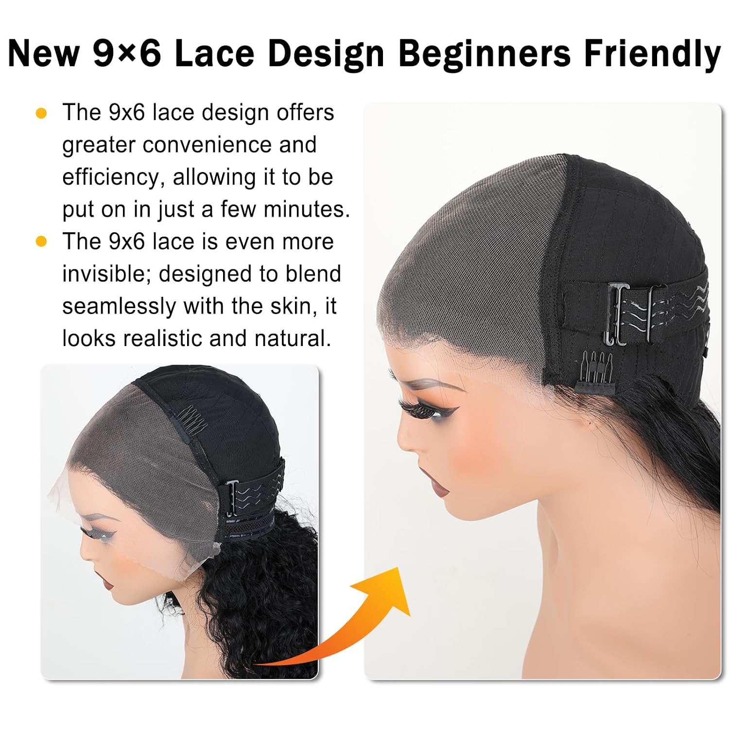 ijoy Human Hair Wear Go 9×6 Silk Straight Wig M-cap Lace Front Wig Pre-cut Tiny Knots Glueless Human Wigs Beginners Friendly 20 Inches Natural Black Color