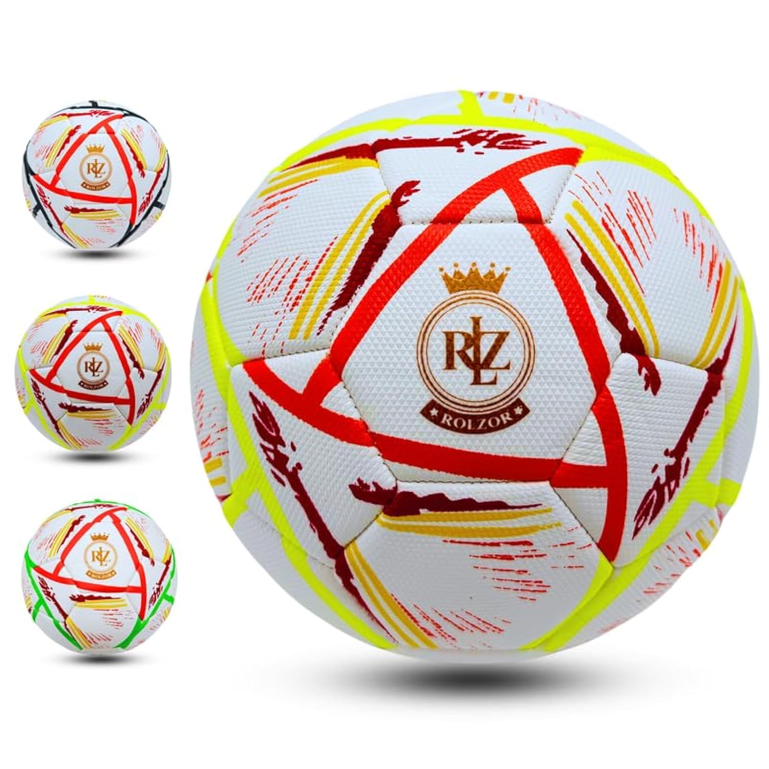 ROLZOR™ Football Soccer Ball, Fifa World Cup Training Football Ball Official Size 5 - Premium Quality 32 Panels Hand Stitched Match Ball Yellow & Orange Messi Club