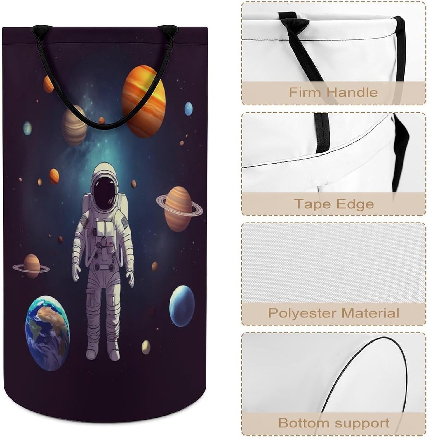 Astronaut Solar System Planets Laundry Basket Laundry Hamper Clothes Hamper Collapsible Laundry Baskets Large Laundry Basket Clothes Hampers for Laundry Tall Laundry Basket for Toy