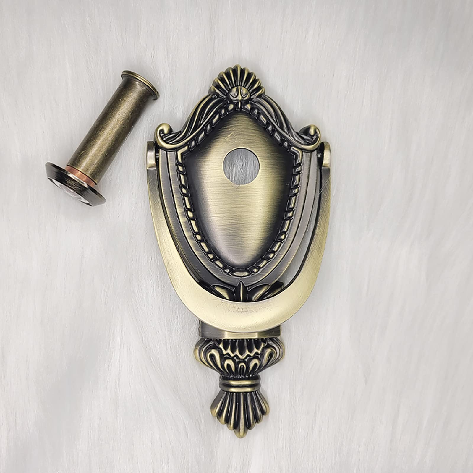 Heurtoir de porte, heurtoir de sécurité antique en alliage de zinc avec miroir d'intimité, design durable, parfait pour la décoration de porte d'entrée ou de tiroir, facile à installer