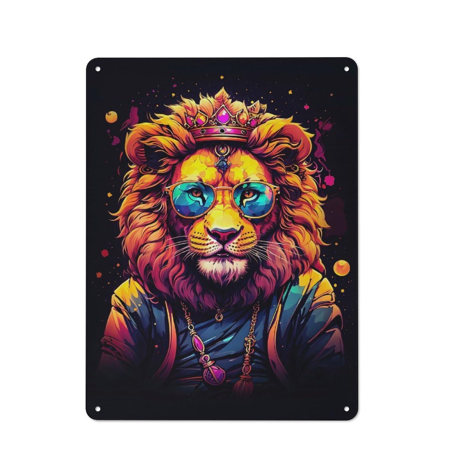 Junmoney Cute Lion Tin Wall Plaque 40X30cm With For Workshop Wall, Suited To Workshop Decor Fans, For Retro Home Interiors
