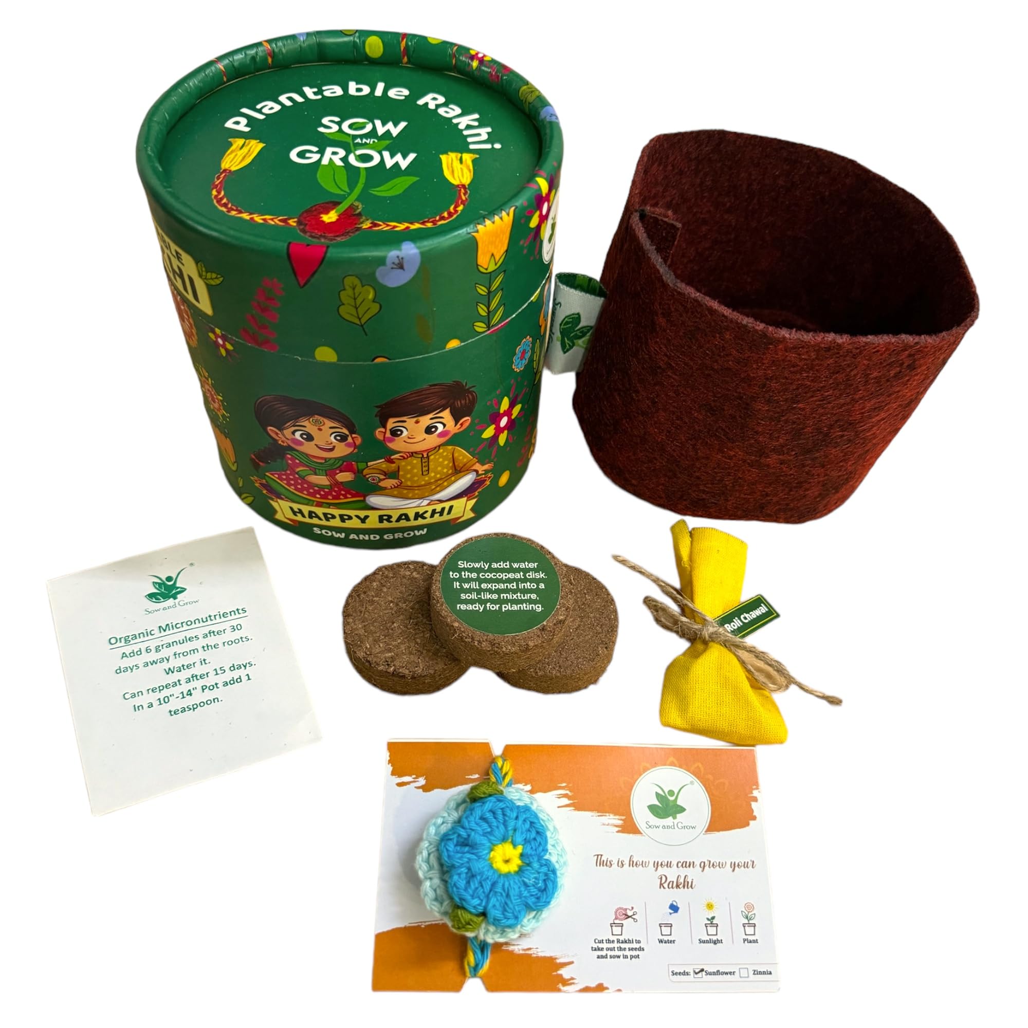 Sow and Grow Unisex-Adult Premium Plantable Flower Crochet Rakhi With Sunflower Seeds Grow Kit | Rakhi That Grows | Be Sustainable | Colour Blue (B0D7T9WPNX) Amazon Price History, Amazon Price Tracker