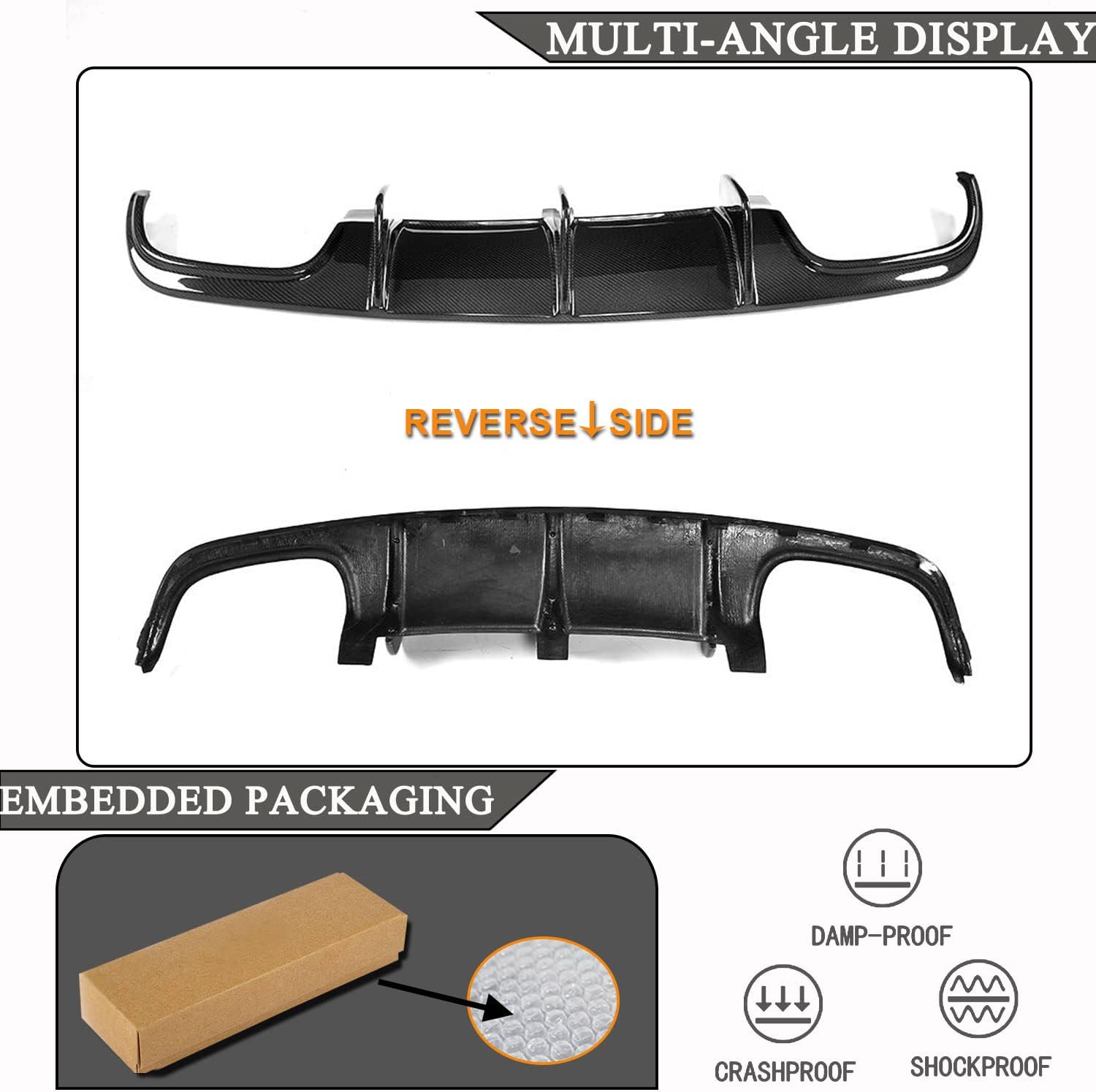 Carbon Fiber Rear Bumper Diffuser for Mercedes Benz C Class W204 2008-2011 C300 C350 Sport C63 AMG Sedan Lower Bumper Lip Spoiler Valance Protector Factory Outlet