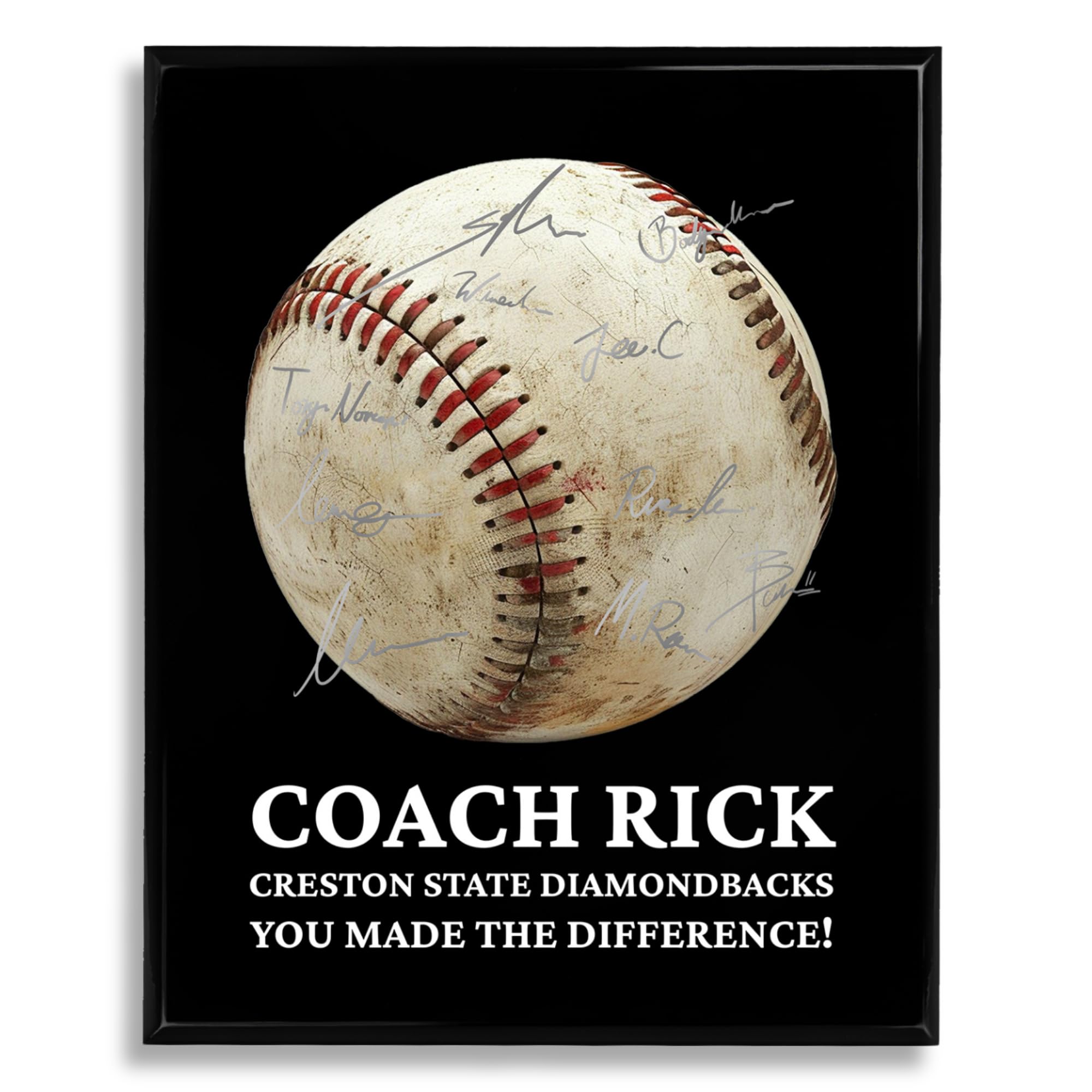 Baseball Coach Gifts Plaque with Team Signatures - Signable Personalized Coach Plaque - Thank You Coach Gifts and Award Trophy Plaque for Appreciation - Baseball Team Gifts for Men/Women Coach - UV Printed on Matte Black 10.5