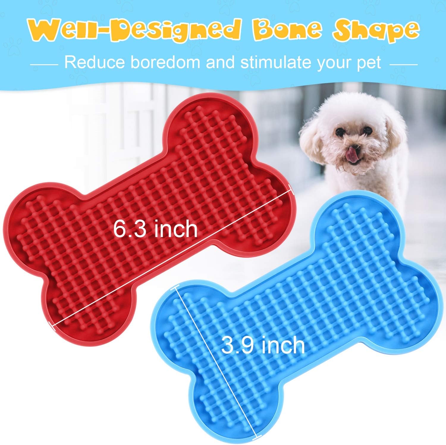 Dog Peanut Butter Lick Pad, Slow Feeder Dog Bowl, Boredom and Anxiety Reducer for Pet Food, Yogurt, Dog Bathing, Dog Grooming and Dog Training-2 Pack : Pet Supplies