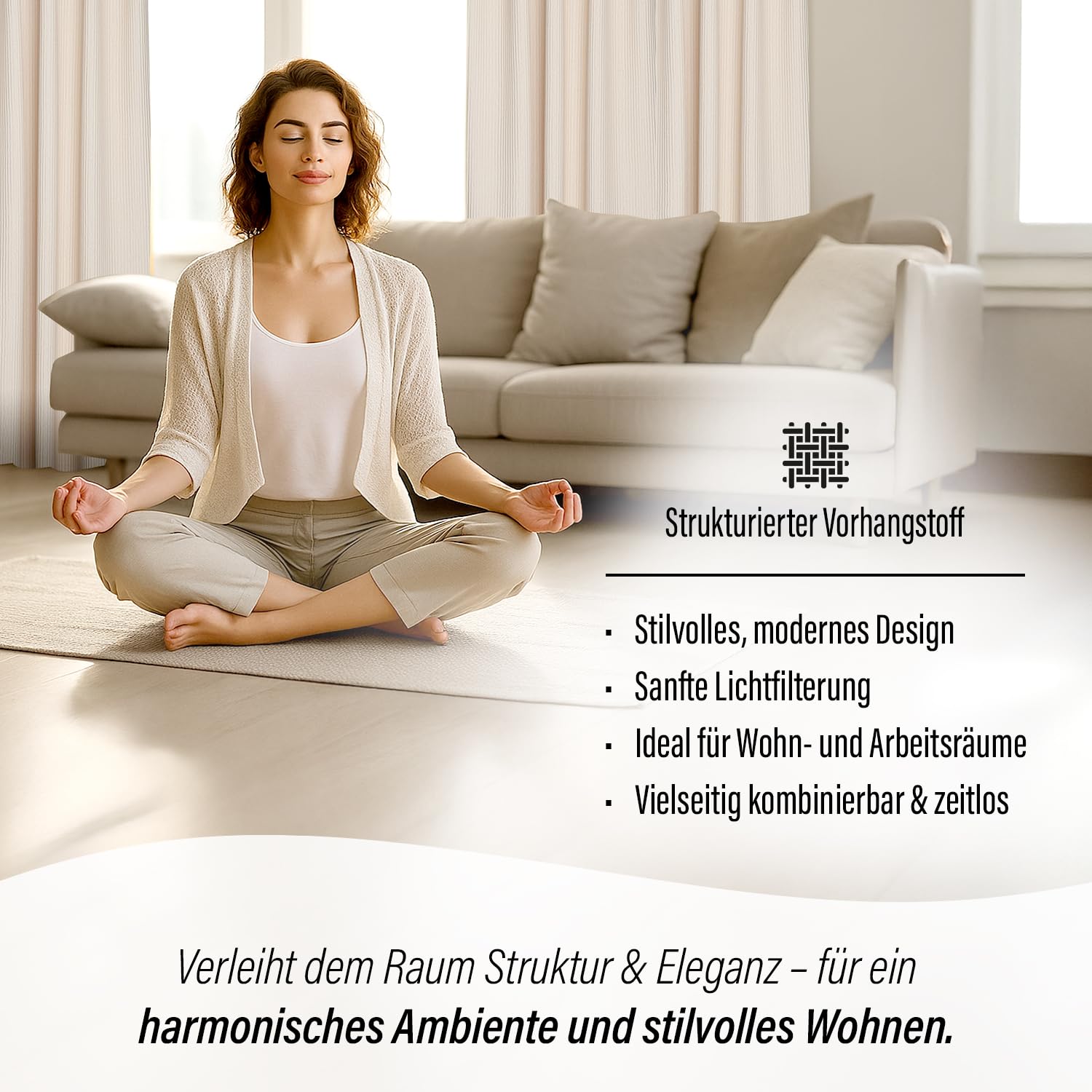 Homing Cord-Vorhang Sven Beige | Schlaufenvorhang inkl. Multifunktionsband | Blickdichter Vorhang Schlafzimmer & Wohnzimmer | Blickdicht mit verdeckten Schlaufen | 140x245 cm | 1 STK.