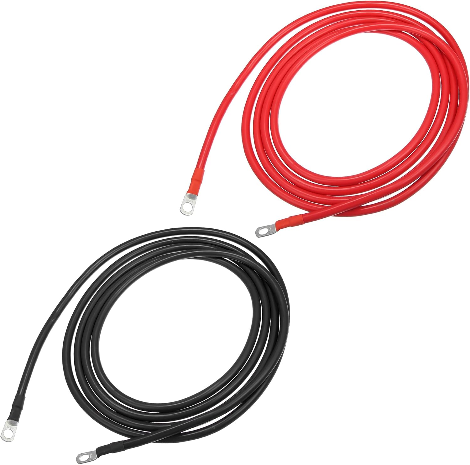1 Pair Copper Battery Inverter Cables, 4 AWG Gauge 12ft Battery Cable Universal for Car Vehicle RV Durable Pure Copper Black Red with 3/8" Ring