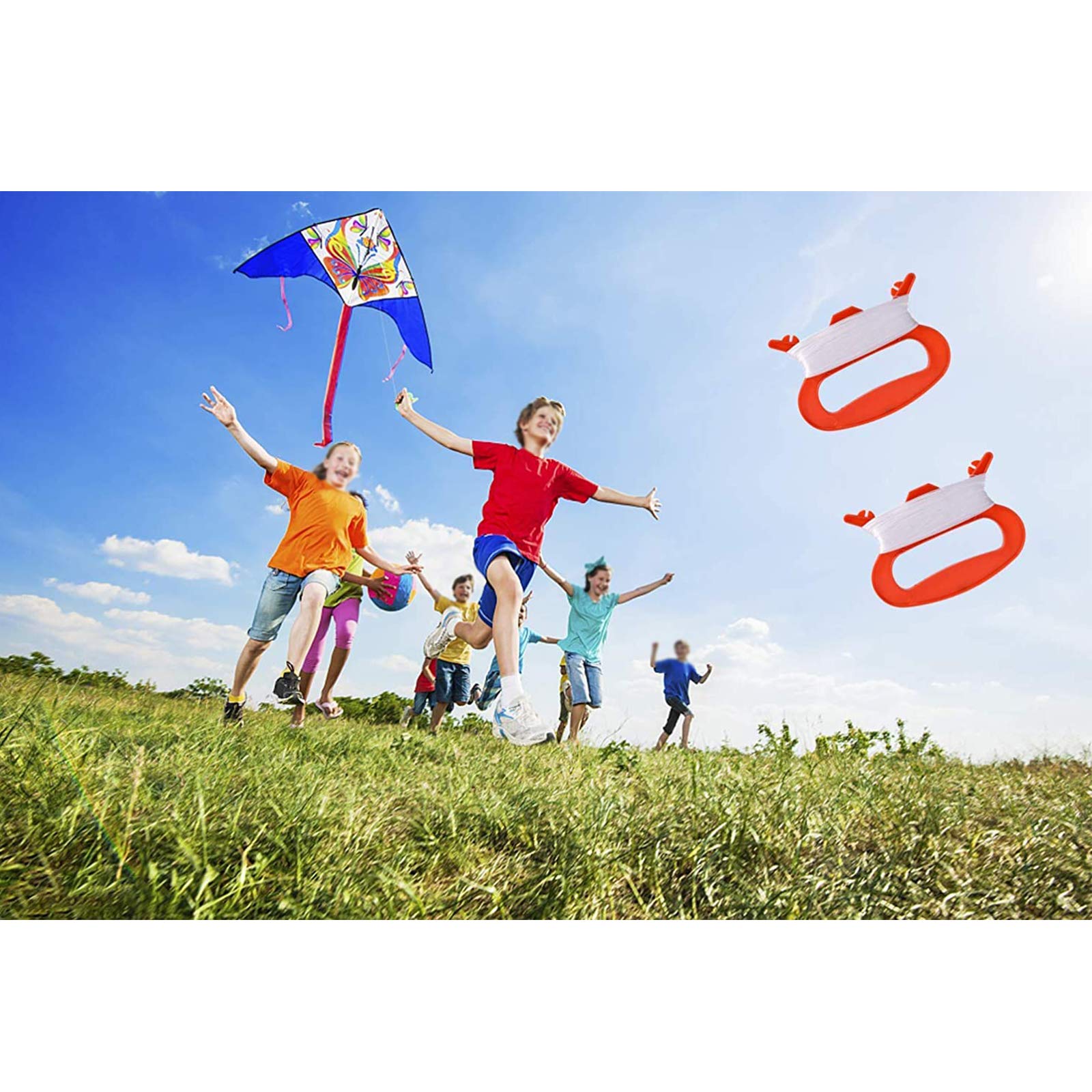 Set 8 Lignes Cerf-volant 100m Avec Poignées - Kite Line Et Dévidoir - Activité Plein Air Enfant Adulte