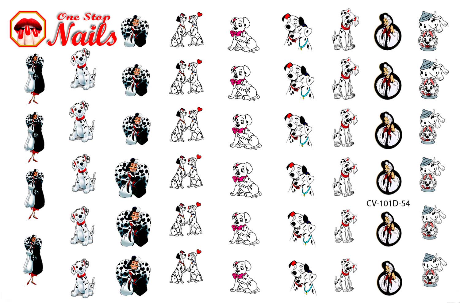 101 Dalmatians Clear Vinyl Peel and Stick Nail Decals (NOT Waterslide) by One Stop Nails V1A.