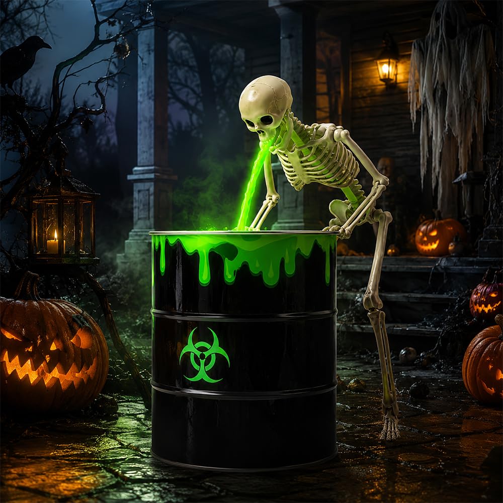 Uikhffe Halloween Decorations Indoor, Halloween Skeleton Vomit Bucket Decor