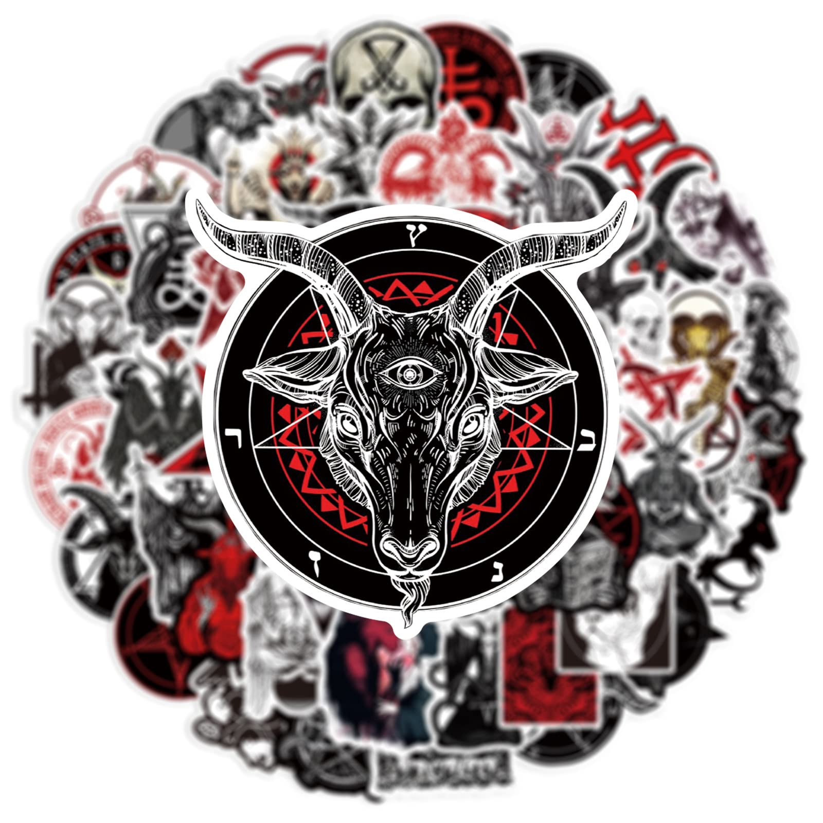 50 pezzi adesivi diavolo satana decalcomanie per bottiglia d'acqua laptop bagagli auto bici bicicletta adesivi in ​​vinile impermeabili confezione