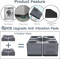 Vista 2 de Almohadillas antivibración para lavadora. Pedestales para lavadora y secadora con capacidad de peso de 1100 libras, almohadillas de pie de lavadora