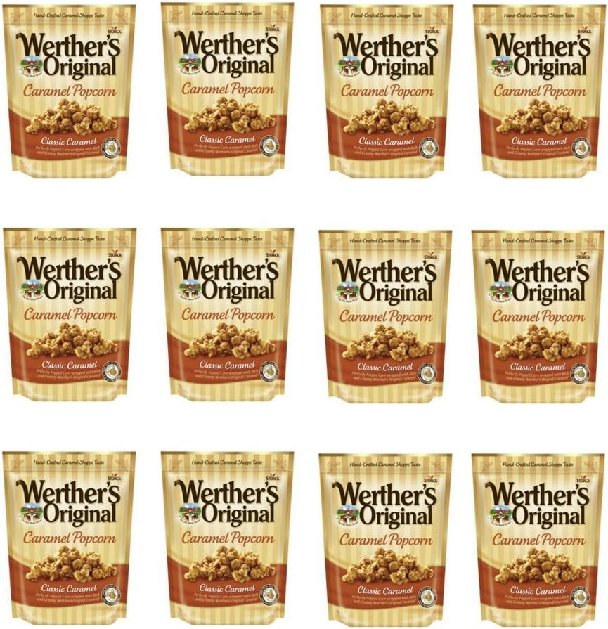 Werther's, Original, Caramel Popcorn, Classic Caramel, 6 Ounce Bag (Pack of 12)