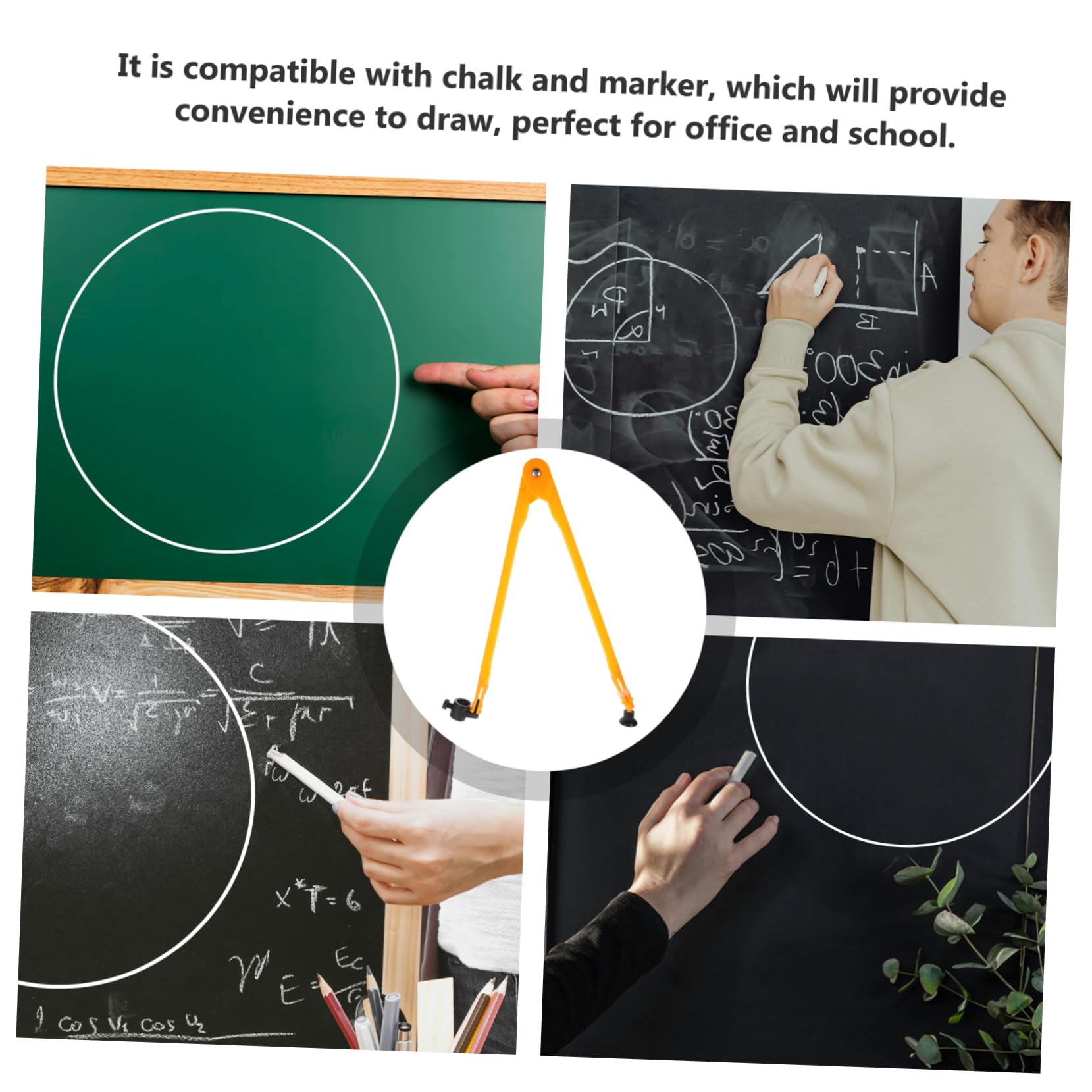 Housoutil 10 Pièces Grand Compas Plastique Réglable pour Tableau Outil Tracer Géométrique Aide à Enseignement Mathématique Démonstration et Dessin Couleur Aléatoire