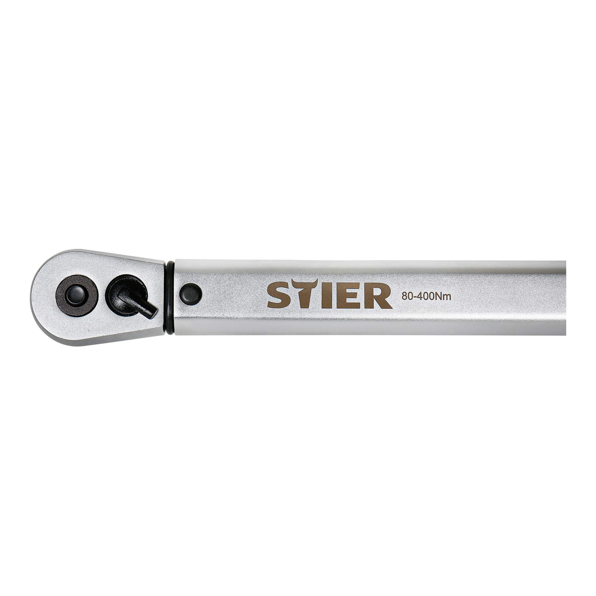 STIER Chiave dinamometrica cricchetto reversibile da 1/2 pollice, range di coppia 80-400 Nm, alta precisione di rilascio, funzione di inversione, segnale di rilascio, attacco quadrato, DIN 3120.