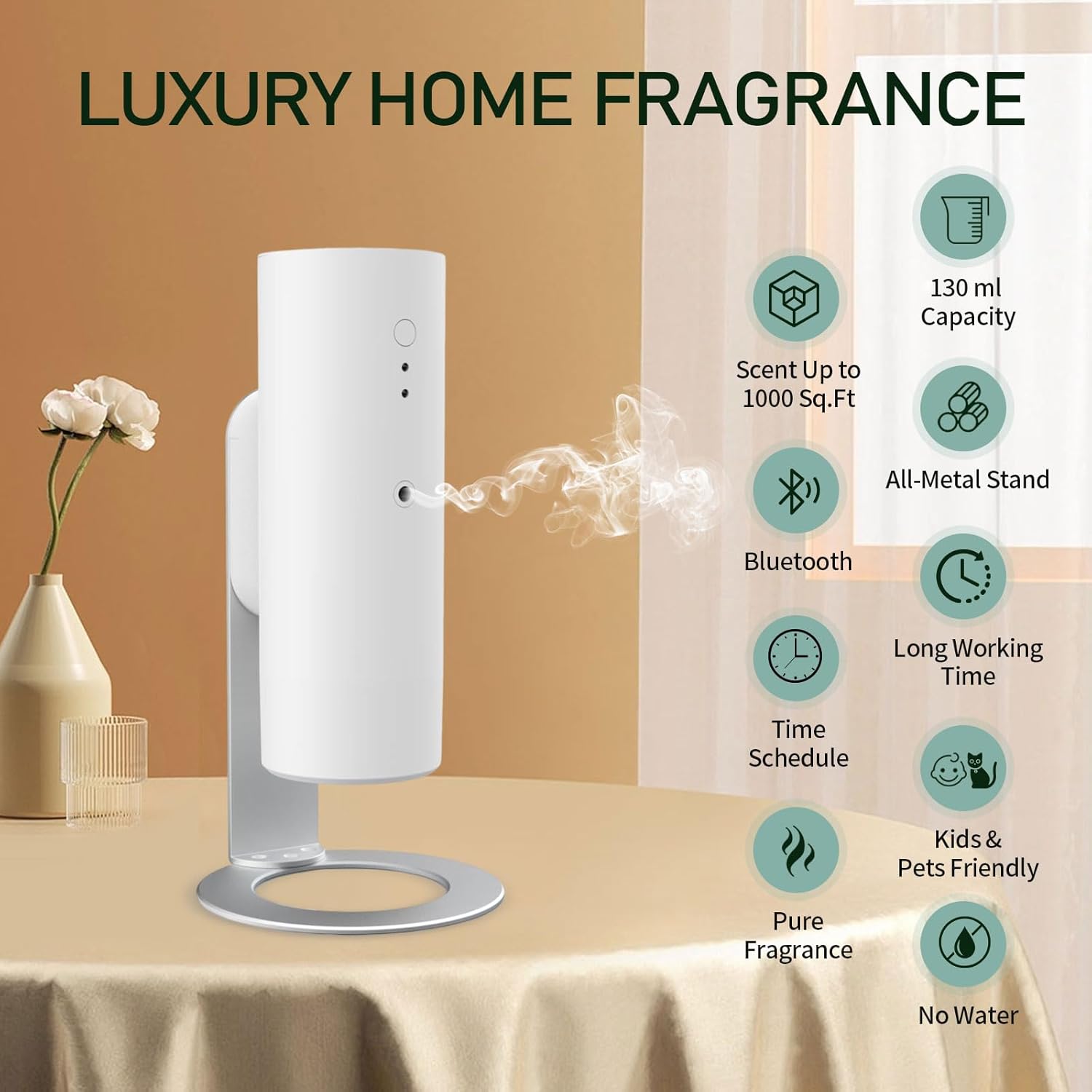 Waterless Diffuser for Essential Oils, Smart Aroma Diffuser for Home, 130ml/1000 Sq. Ft Scent Air Machine, Bluetooth Aromatherapy Diffuser for Office, Spa, Bedroom, Bathroom - Image 2