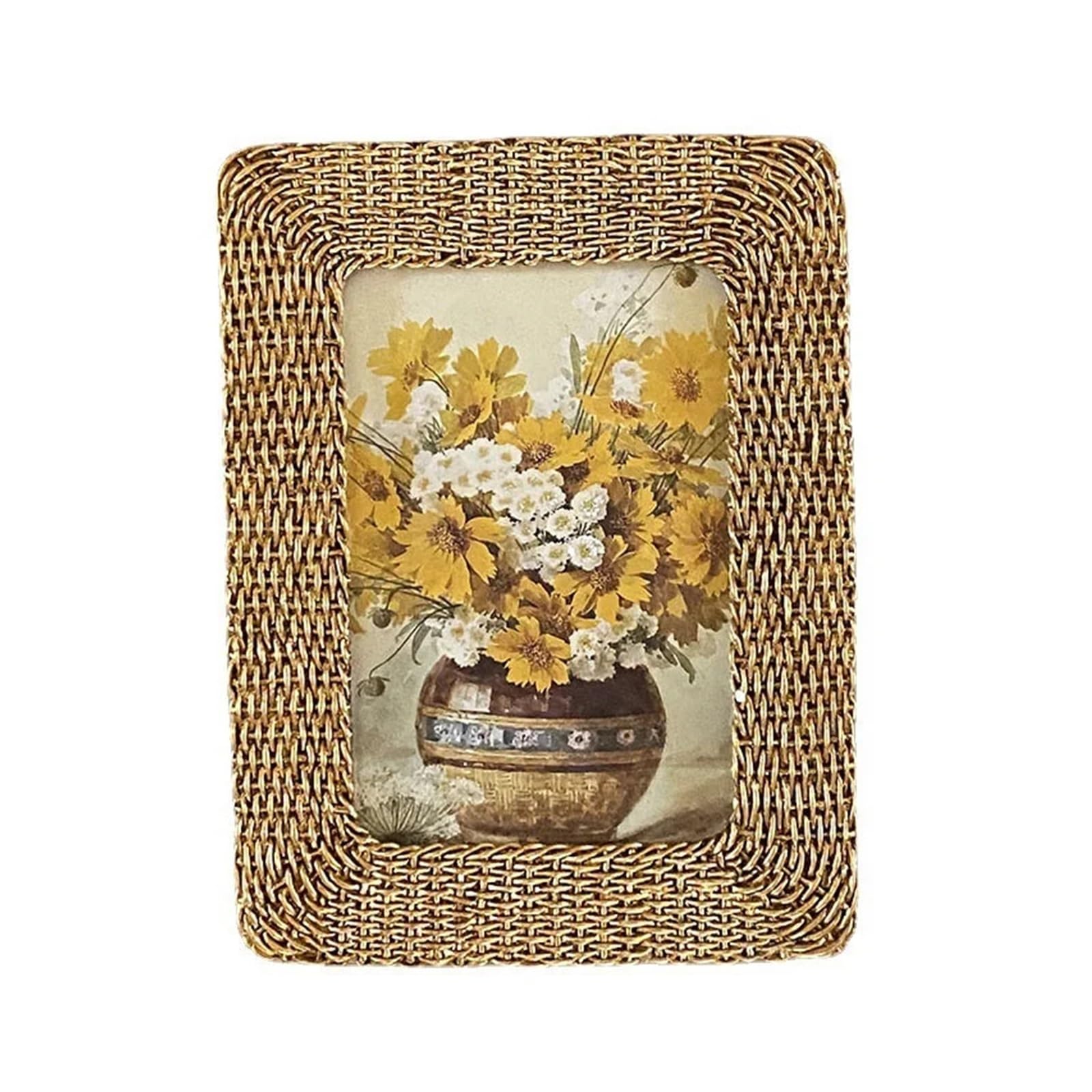 Rattan Picture Frame 1pc 4x6/5x7 Imitation Rattan Weaving Resin Picture Frame Frames Ornate Unique Photo