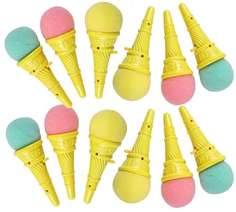 Bulk 12 Small Ice Cream Cone - Shooter Popper Toy - Foam Ball Shoots from Cone - Launcher Novelty Toy 1 Dozen