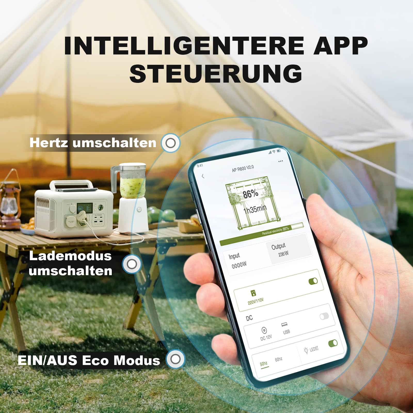 ALLPOWERS R600 generator solarny, 2 x 600 W (szczyt 1200 W), wyjście AC, bateria 299 WH LiFePO4, przenośna stacja zasilająca z panelem słonecznym 100 W, mobilne zasilanie do ogrodu, na podróż, kemping