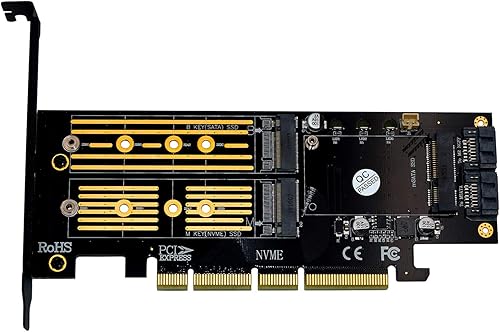 Dual M.2 SSD NVME (llave m) o SATA (llave b) a PCI-e 3.0 x 4 Host Controller Tarjeta de expansión con soporte de perfil bajo y disipador de calor