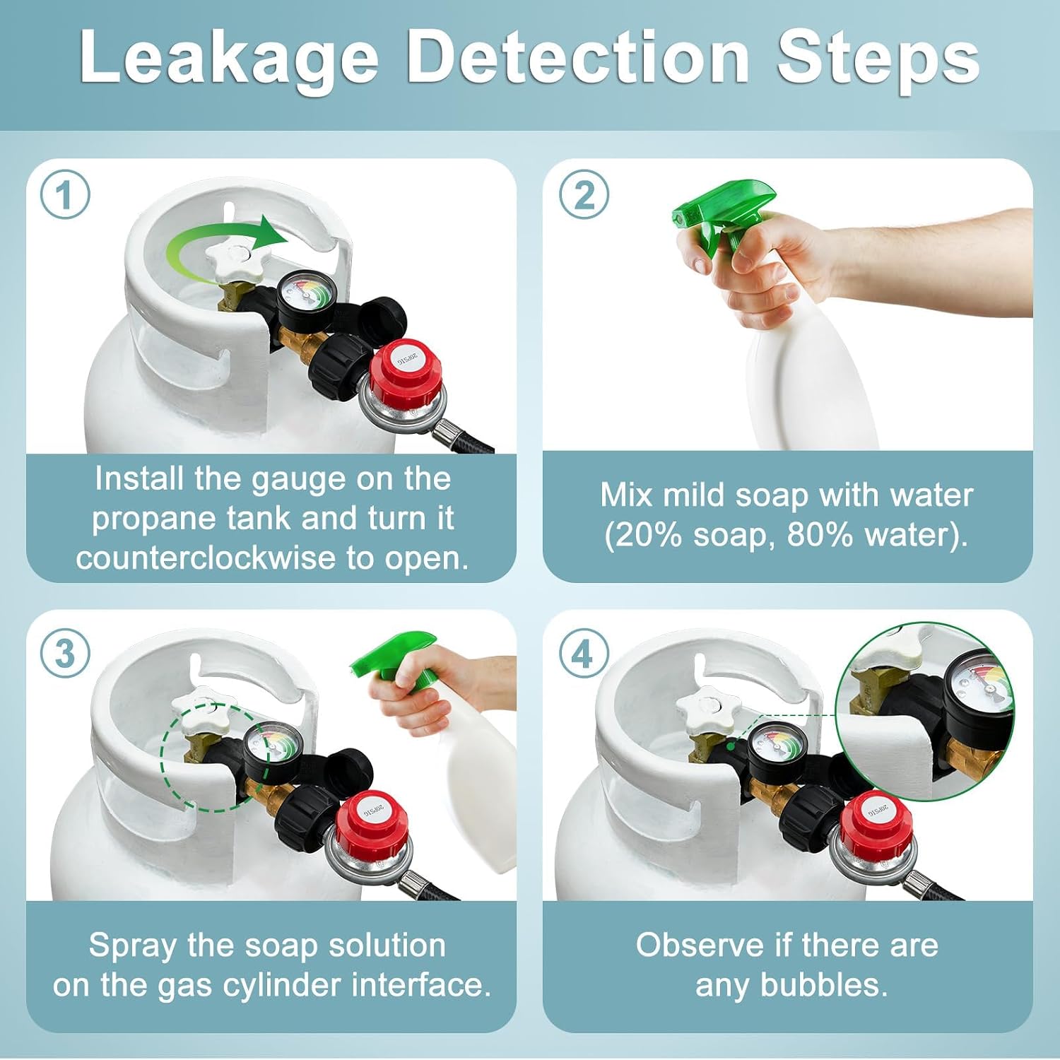 SHINESTAR Propane Tank Gauge Level Indicator with Leak Detector 2 Pack