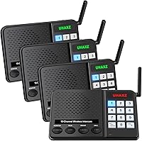 UHAXZ Wireless Home Intercom System 6000ft Long Range, 4-Pack with Group Call, Monitor, 8 Volumes for Office Elderly Care